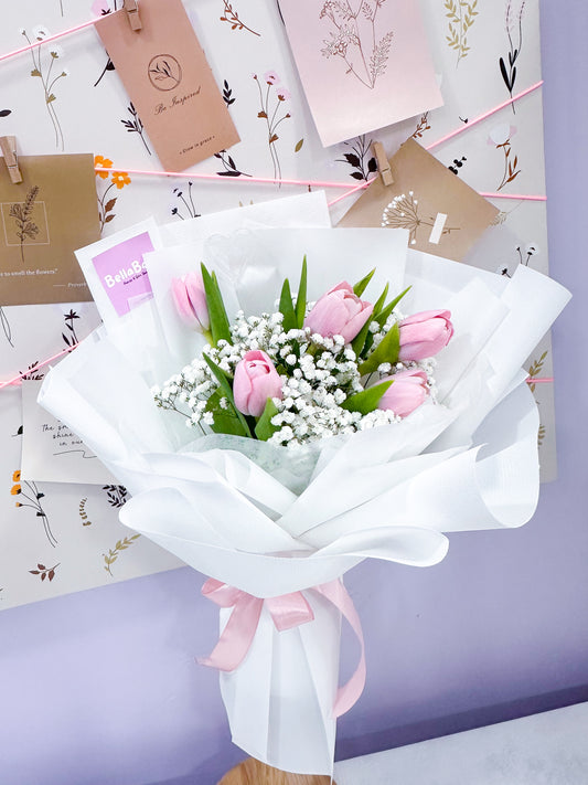 Pink tulips bouquet