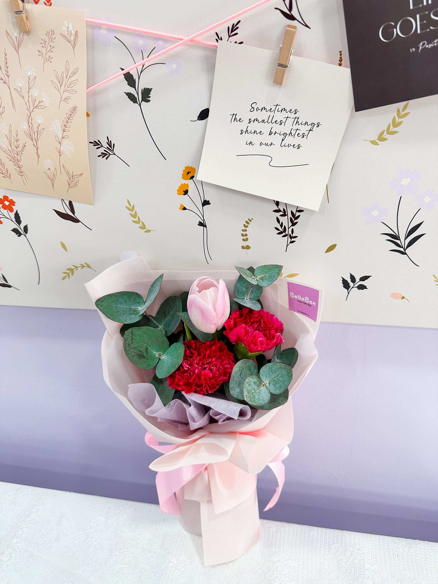 Small bouquet of Pink tulips & carnations