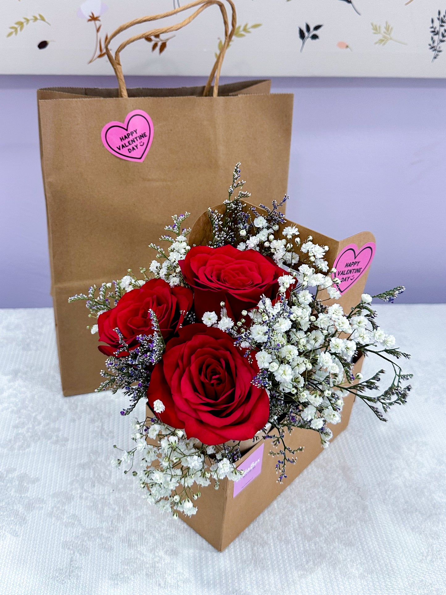 Valentines Flowers Cup with brownie