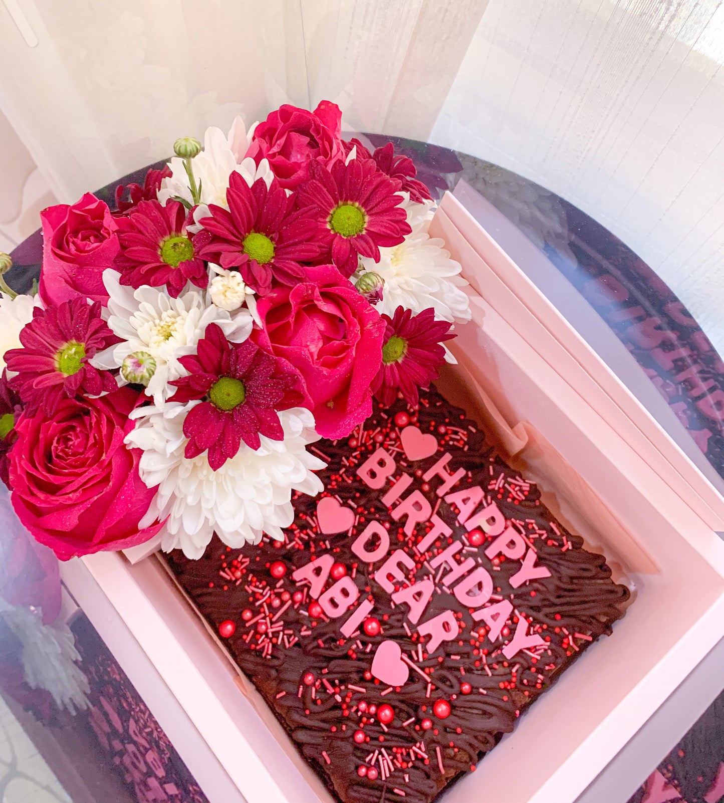 Flowers Box with Chocolate brownie