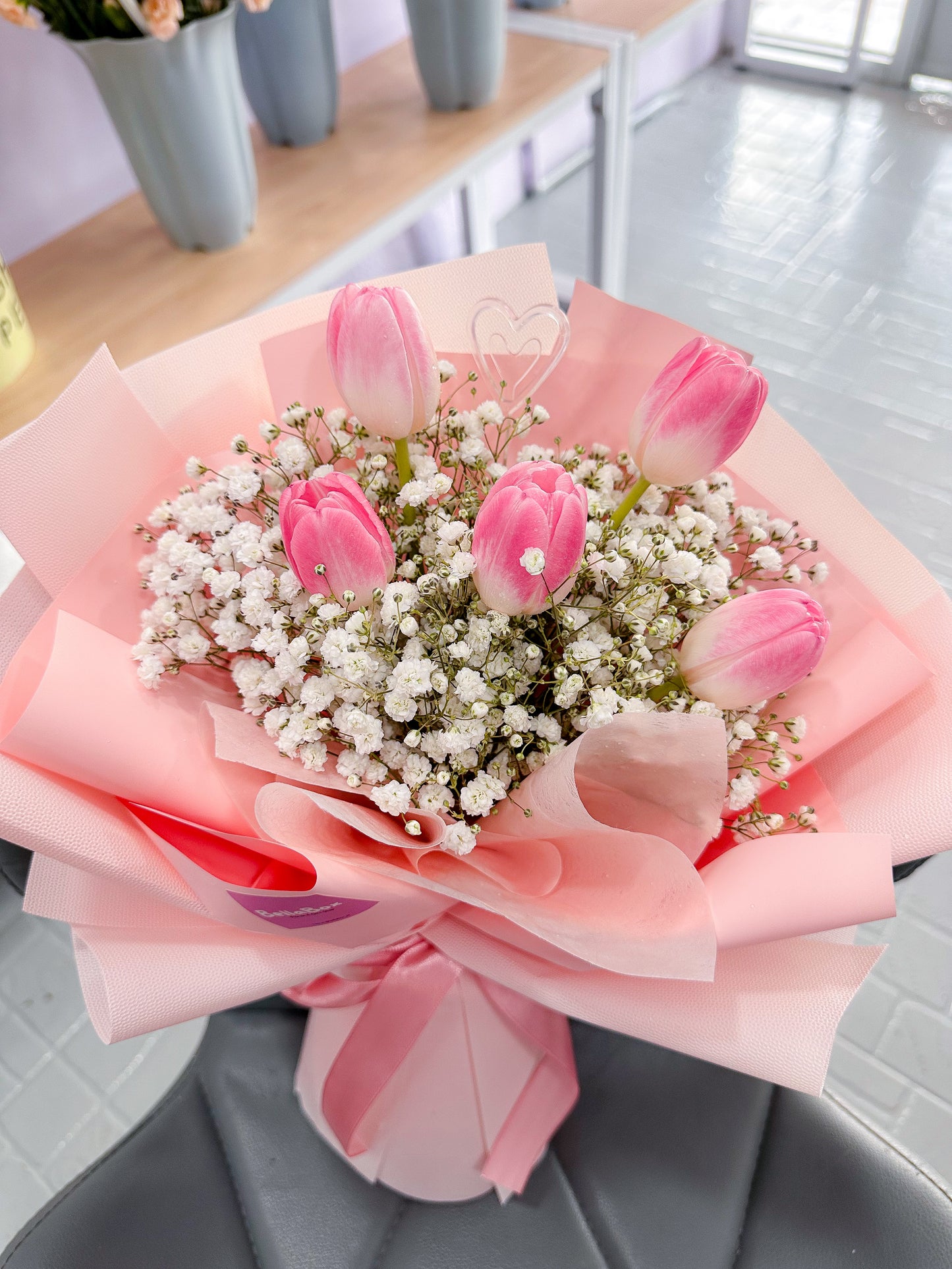 Pink tulips bouquet
