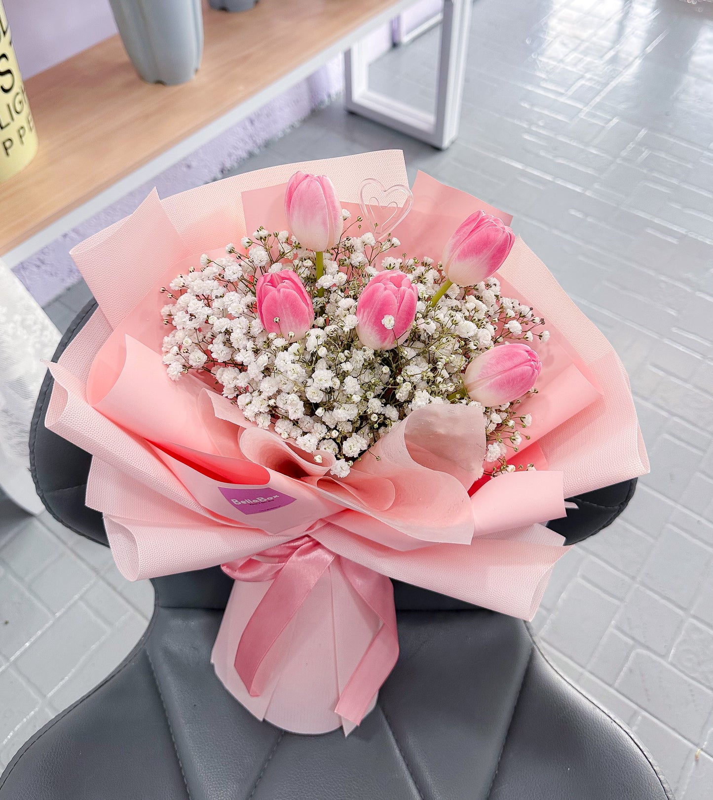Pink tulips bouquet