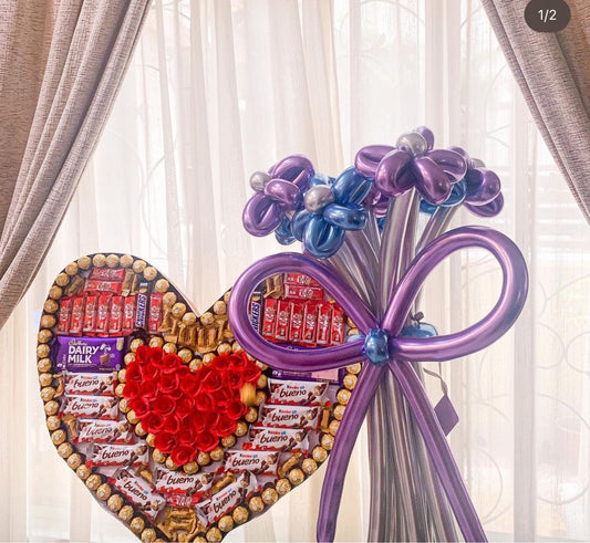 Life Size Chocolate Heart + 10 pcs Baloon bouquet