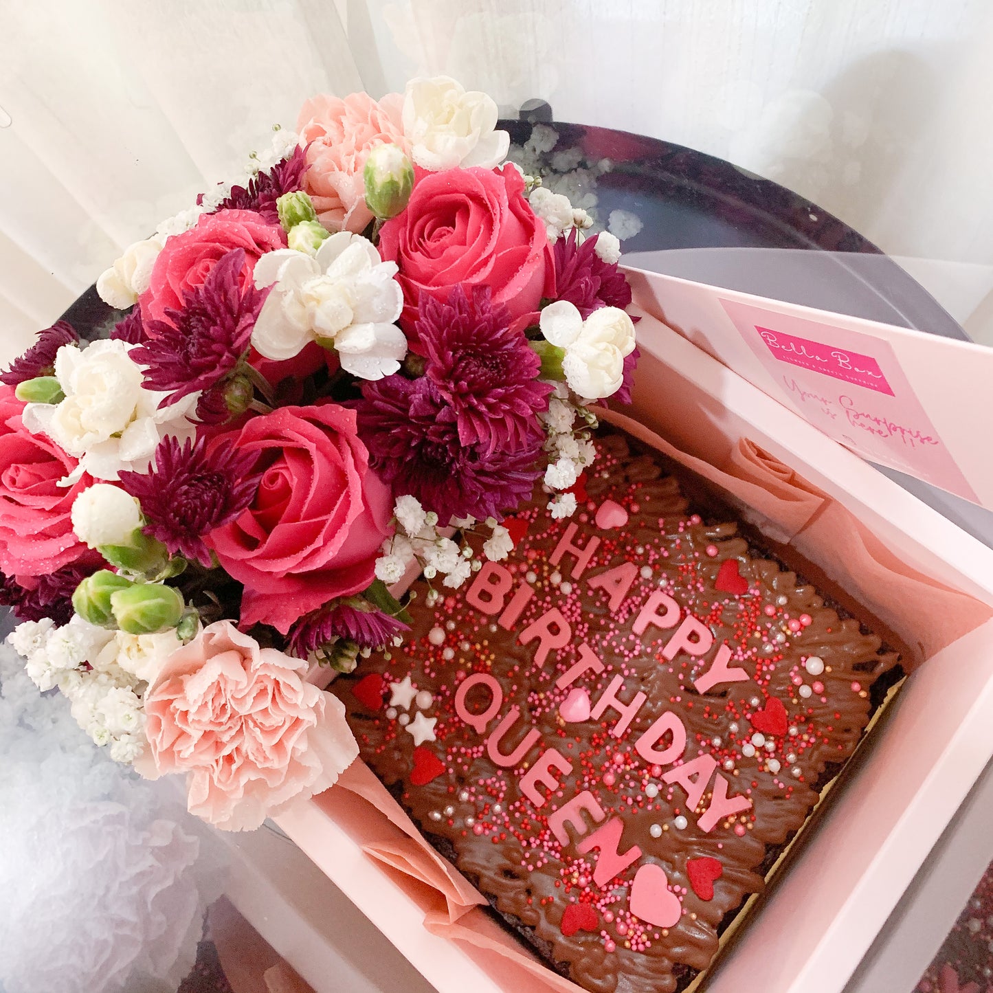 Flowers Box with Chocolate brownie