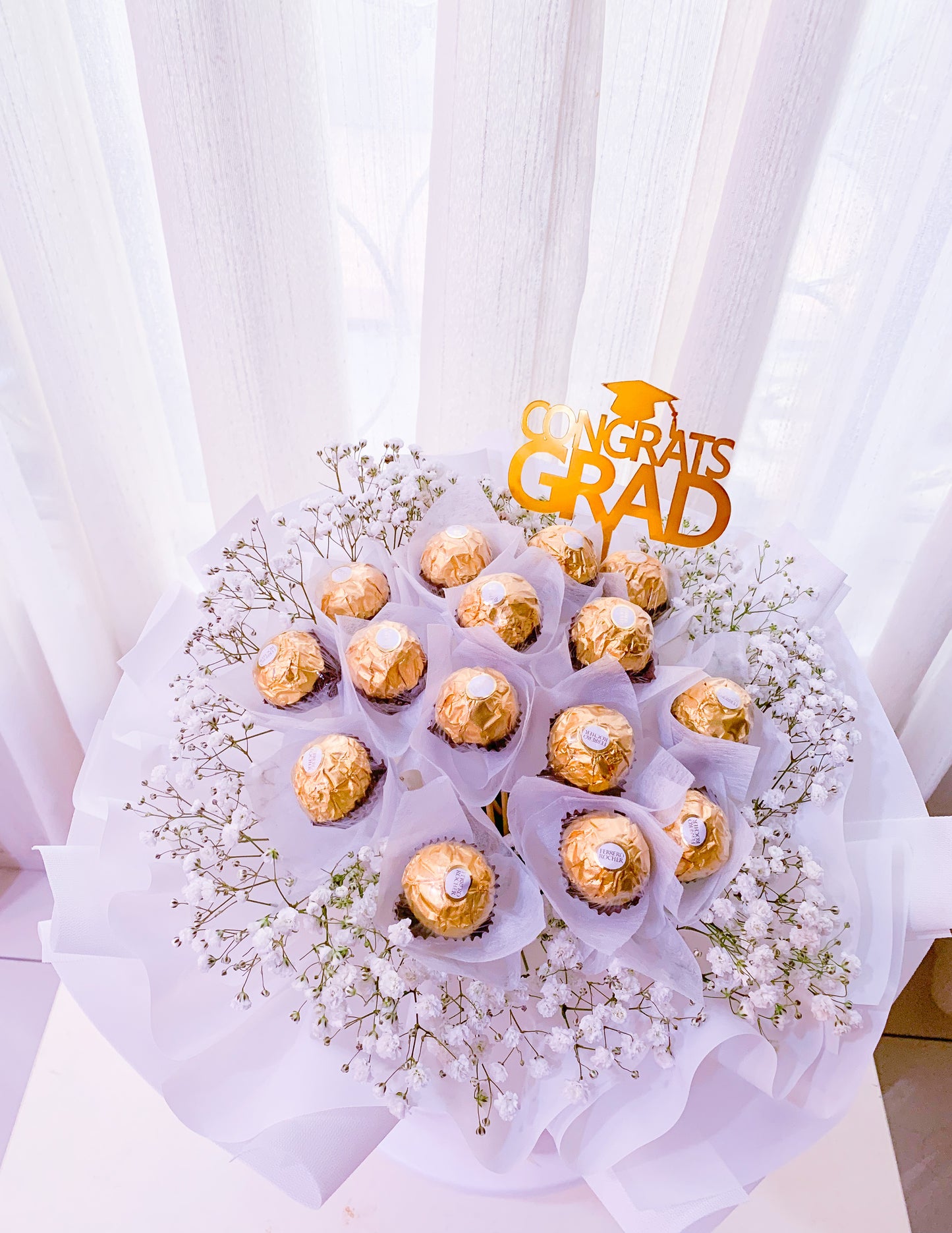 Graduation Ferrero Bouquet with Baby Breath