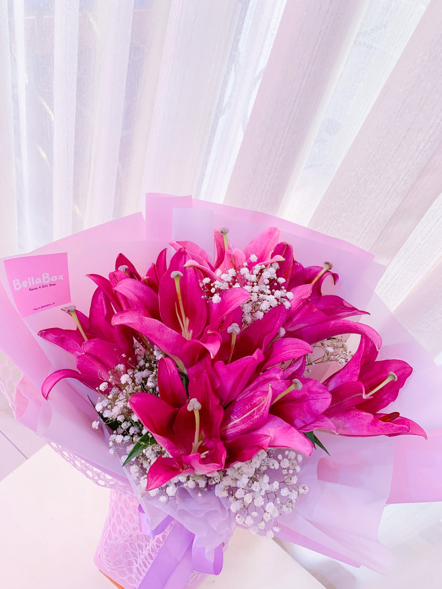 Dark Pink Lily with white baby (Large)