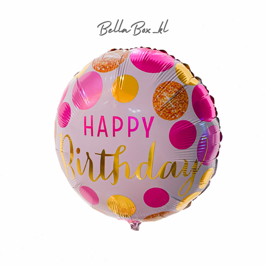 Polka Pink Happy birthday Foil balloon