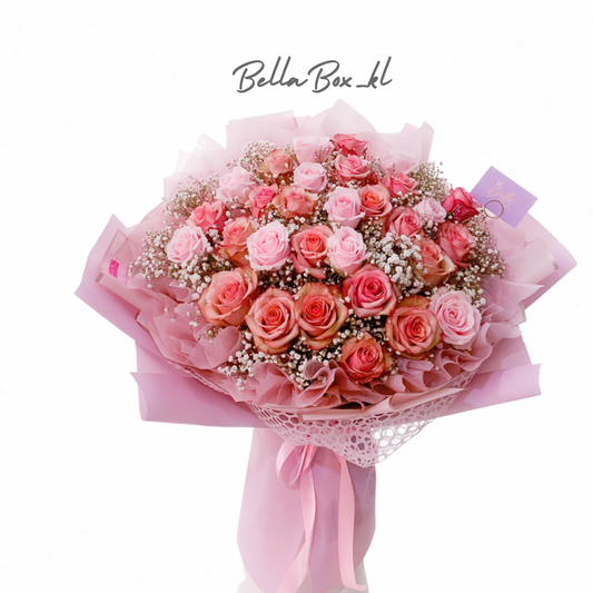 Luxe Pink 30 Stalk Roses