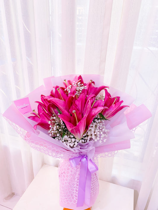 Dark Pink Lily with white baby (Large)