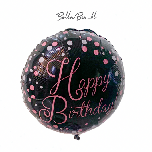 Polka Black Happy Birthday Foil Balloon