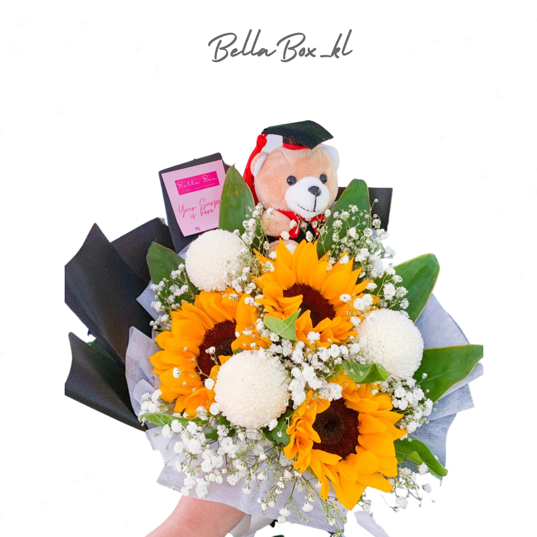 Sunnies bouquet with Graduation Bear