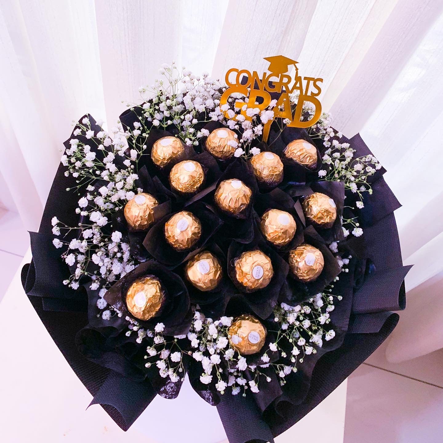 Graduation Ferrero Bouquet with Baby Breath