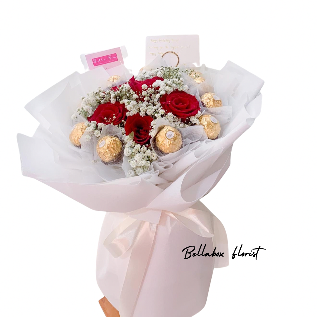 Red Roses with 10 Ferrero Roche